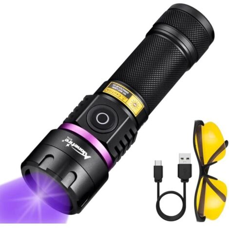 SV116 60W Lampe Torche UV LED 365nm Puissante Type C USB Rechargeable Lumiere Noire Détecteur D'urine pour Resine, Pêche, Scorpion, Minéraux, Ambre avec Lunettes de Protection UV, Batterie (1/5)