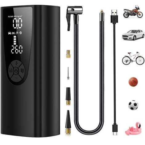 Pompe à air électrique 8000mAh, Compresseur à Air Portatif Gonfleur Pneus sans Fil 150PSI, mini compresseur avec manomètre affichage numérique LED, pour Moto Trotinette, Voiture (1/5)