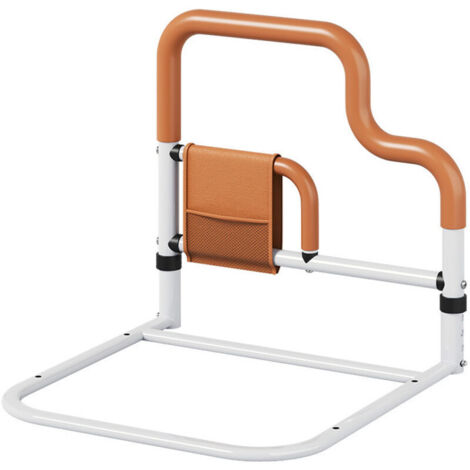 Barre d'appui pour lit senior, aide à la verticalisation, protection antichute, main courante en forme de U, réglable en 4 points, avec sac de rangement, marron (1/5)