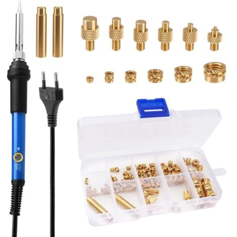 Fer à Souder 60W Réglable avec 130 Inserts Filetés Métal M2-M8, Kit de Soudage 3D et Plastique avec 6 Embouts et 2 Adaptateurs pour Réparation et Bricolage Domestique