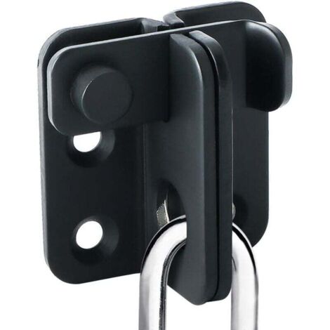 Verrou de porte coulissante, cadenas, moraillon, verrou de porte, pêne dormant, verrou à boucle, crochet antivol, acier inoxydable, finition noire mate (1/5)