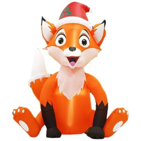 Décorations de jardin gonflables de renard de Noël avec lumières LED, sauter pour Noël, extérieur, intérieur, cour de vacances, décoration de pelouse, 6 pieds (1/5)