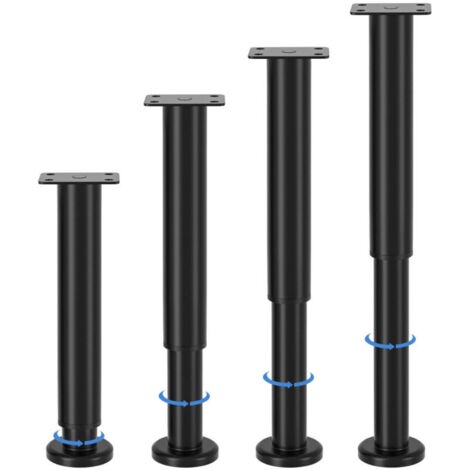 pieds de meubles réglables, hauteur ajustable de 25 à 42 cm, pieds de meubles en métal noir, pour armoires, meubles TV, lits, canapés, tables de chevet, chaises, meubles de salle de bain (1/5)