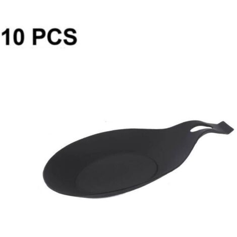 Repose-cuillère en silicone, support de cuillère en silicone, support de cuillère moderne résistant à la chaleur, support de spatule, support de couverts de cuillère portable (10 pièces) (1/4)