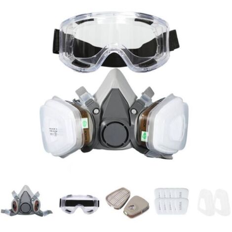 Demi-masque respiratoire réutilisable avec filtre, masque professionnel pour la protection contre les vapeurs de produits chimiques organiques, le travail du bois, la peinture automobile, le ponçage e (1/5)