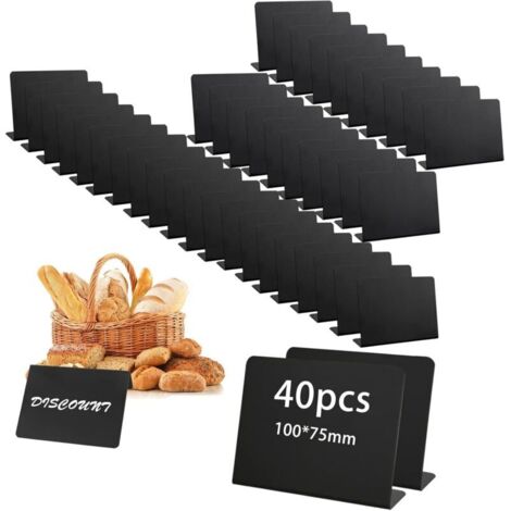 40 Pièces Mini Tableau Noir, Mini Panneaux d'Affichage Petit Tableau Noir Petits Tableaux Noirs pour Buffet Mariage Boulangerie Fête Étiquette de Prix Décoration Signe(noir) (1/5)
