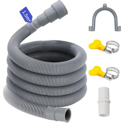 Tuyau de machine à laver, convient à 4 tailles de raccordement, rallonge de tuyau de lave-vaisselle, tuyau de lave-vaisselle pour machines à laver, lave-vaisselle et sèche-linge (1,5 M) (1/5)