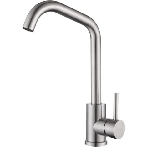Robinet Cuisine en Acier Inoxydable Brossé, Mitigeur Evier Haute Pression, Robinet de Cuisine Pivotant à 360°, Robinettrie d'eau Chaud et Froid, Aérateur Démontable, Cartouche Céramique (1/5)