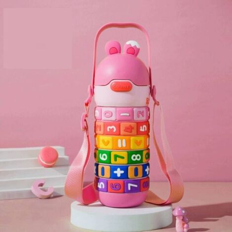 Bouteille d'eau pour enfants de 430 ml sans BPA, thermos, cadeau d'anniversaire (rose) (1/5)