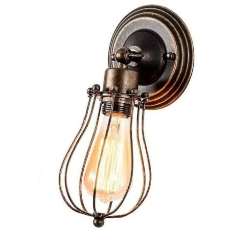 Applique murale de style industriel, suspension de style vintage, 1 pièce, avec ampoule (couleur rouille) (1/4)