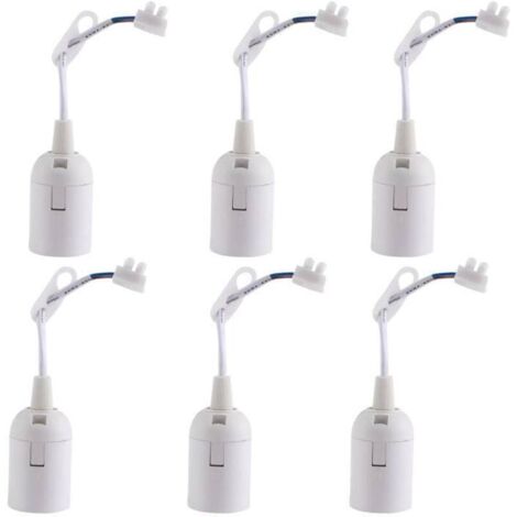 Lot de 6 douilles de lampe E27 blanches avec câble 2 A 250 V pour ampoule de chantier (60 W max.) (1/4)