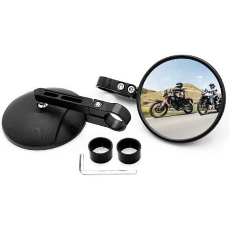 Retroviseur Moto, 1 Paire Rétroviseurs Moto de Guidon, accessoires moto pour Scooter Moto Quad ATV Vélos Bicyclette, 360° Compatibles avec E-Scooter Honda Yamaha Suzuki Kawasaki