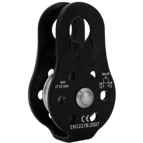 Poulie d'escalade - Poulies d'escalade, Poulie de secours simple, Alliage d'aluminium 26 kN, Équipement d'escalade noir pour le halage et l'escalade (1/5)
