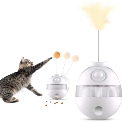 Jouet pour chat Gobelet Jouet interactif pour chat avec plumes et balles Conception vibrante à 360 ° Distributeur de friandises réglable Jouet pour chat d'intérieur Jouet pour chat Canne à pêche (1/5)