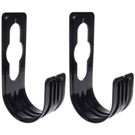 Lot de 2 supports de tuyau d'arrosage - Support de tuyau d'arrosage, crochet de tuyau, support de rangement de tuyau, support de tuyau flexible, crochet de tuyau pour jardin extérieur, noir (1/4)