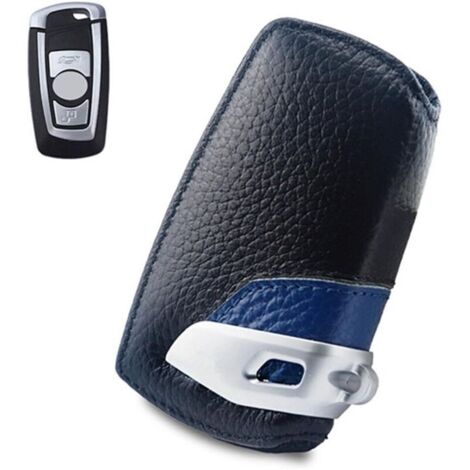 Housse de Protection à clé en Cuir Véritable Compatibilité avec BMW F10 F20 F30 Nouveau 1 2 3 4 5 6 7 Série X3 X4 320I 116I 118I 328I 530I Accessoires de Télécommande (Bleu) (1/4)