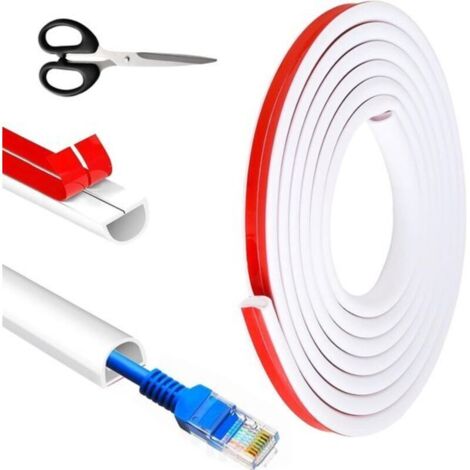 Goulotte souple avec mini-canevas blanc auto-adhésif. Idéale pour la maison, le bureau et l'entrepôt - 15 mm x 10 mm. Dissimulez et protégez efficacement vos câbles. (1/5)