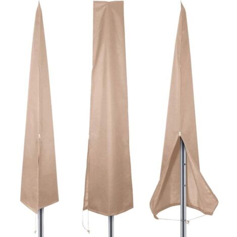 Housse de Parasol avec Fermeture, Housse de Protection pour Parasol de Jardin, Anti-UV, Anti-Vent, Étanche, Tissu Oxford 600D Parasol Couverture de Parasol Postuler à Ø 1.8-3.4m (Kaki) (1/5)