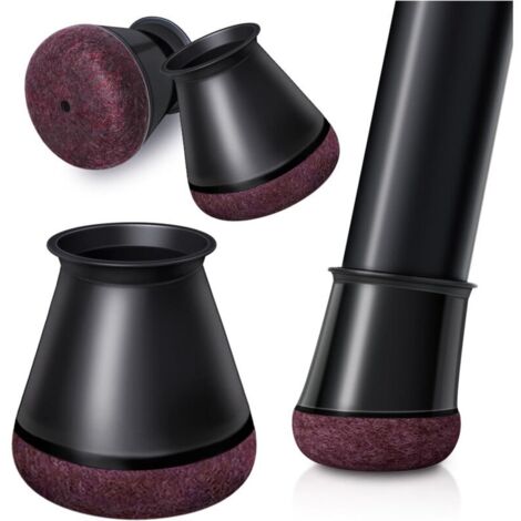 24 petits protège-pieds de chaise en silicone noir, emballés, embouts en caoutchouc, protections pour pieds de meubles, silencieux et anti-rayures (noir, taille S) (1/5)