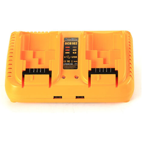 DCB102 Dewalt Chargeur de batterie de rechange, chargeur de batterie Dewalt 12 V-20 V/60 V, chargeur rapide, compatible avec DCB203 DCB204 DCB609 DCB124 DCB126 avec port USB (1/5)