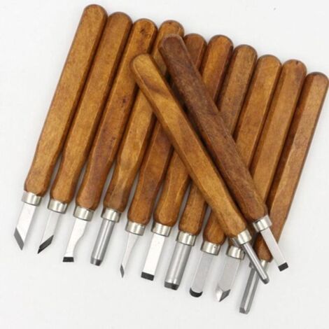 Ensemble de 12 gouges - Outils de sculpture sur bois en bois et acier inoxydable (1/5)