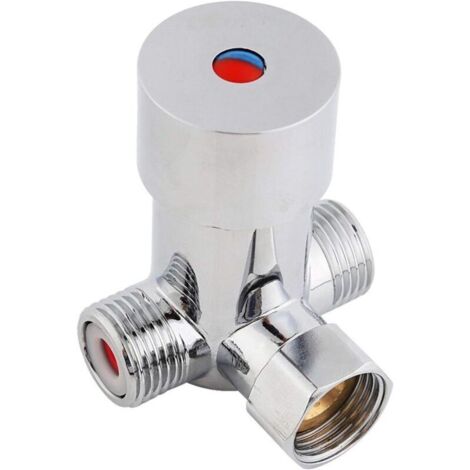 Mitigeur thermostatique automatique pour eau chaude et froide avec clapet anti-retour - Régulateur de température 20 m³/h pour canalisations domestiques ou commerciales (1/5)