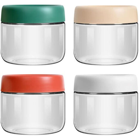 tasses de granola au yaourt, tasses d'avoine de nuit de 300 ml avec couvercle scellable, tasses de flocons d'avoine/salade/yaourt/confiture, pots de tasse d'avoine en verre durable – 4 couleurs (1/5)