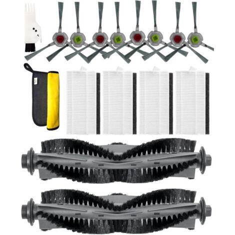 Kit d'accessoires pour Airrobo P20 P30 Aspirateur Pièces de Rechange 16 Paquets:8 Brosses Latérales, 4 Filtres HEPA, 2 Brosses Principales, 1 Brosse de Nettoyage, 1 Chiffon de Nettoyage (1/5)