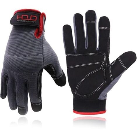 Gants de travail HANDLANDY pour hommes et femmes, gants de travail mécaniques pratiques pour écran tactile, gants de travail de jardin flexibles taille 2XL (1/5)