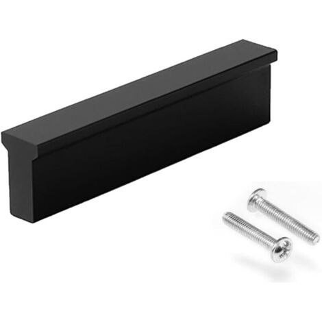 Poignée Meuble,2 Pièces Poignee de Meuble Cuisine Noir Poignet de Porte Cuisine Noire Entraxe 96mm Poignet Tiroir Alliage D'aluminium Poignée de Placard avec Vis (1/5)