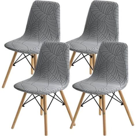 Housses de chaises de salle à manger (2/4/6 pièces), style moderne mi-siècle, housses rembourrées pour chaises d'appoint (gris clair, 1 ou 4 pièces) (1/5)