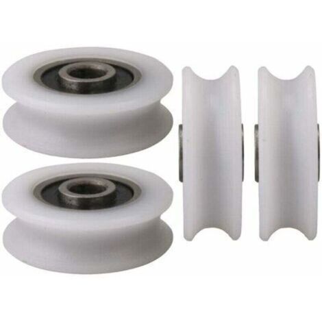 4pcs 4x20x6.5x7.4mm Blanc Intérieur Dia 4MM U-Groove Nylon Poulie Roue pour Porte Coulissante (1/2)