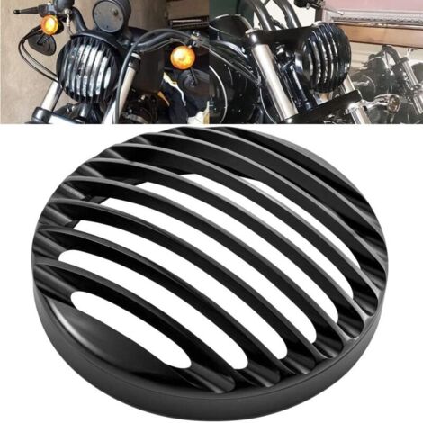 - Grille de protection noire pour phare - Aluminium - 14,5 cm - Pour Harley (1/5)