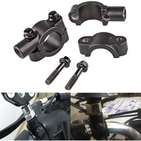 Paire de crampons de serrage - Noir - 10 mm - Pour support de rétroviseur arrière sur guidon - Pour moto, cyclomoteur, scooter, vélo (1/5)