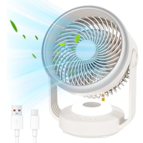 Ventilateur Ultra Silencieux, Portable Ventilateur de Table, 5400mah Ventilateur Circulateur d'Air pour Bureau Avec 4 Vitesses et Inclinaison Réglable, Ventilateur Circulateur d’Air Chambre (1/5)