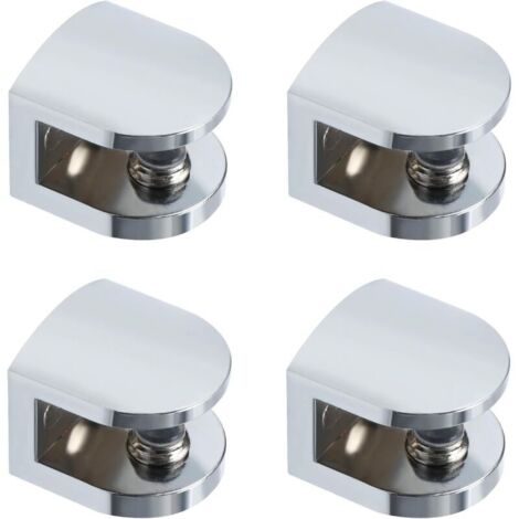 Support d'étagère en verre, support à clip réglable, support mural pour étagère en verre de 8 à 10 mm, support de salle de bain, pièces de rechange en chrome poli, lot de 4 (1/5)