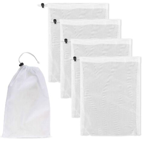 4 Sacs de Nettoyage de Piscine, Sacs filtrants en Maille Fine pour aspirateur de Piscine, Sacs en Maille avec Cordon de Traction et de Verrouillage pour Le Nettoyage des Feuilles de Piscine (1/5)