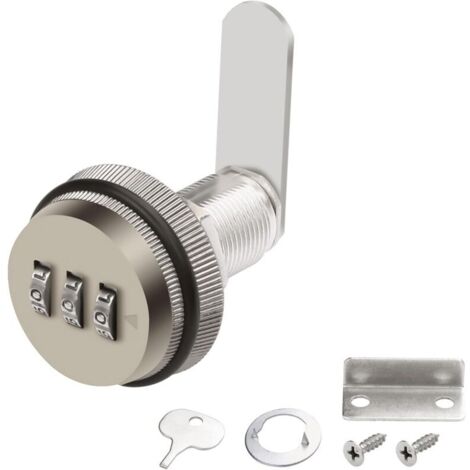 Serrure à came à combinaison, serrure à code par mot de passe pour tiroir avec cylindre de 1,9 cm, finition chromée, combinaison de sécurité pour boîte aux lettres (30 mm, bronze) (1/5)
