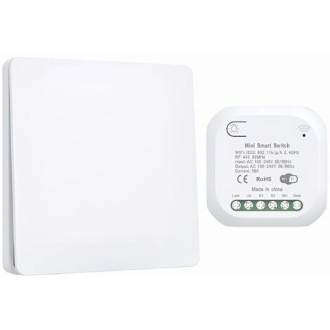 Interrupteur sans fil WiFi Interrupteur auto-alimenté Pas besoin de piles ni de câblage Facile à installer Télécommande Lumière blanche (1/5)