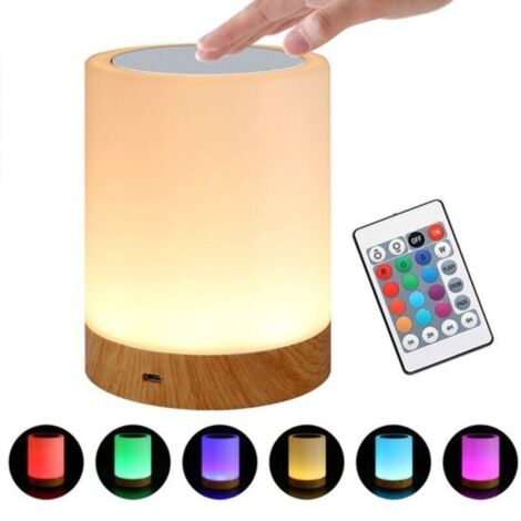 Lampe de chevet LED, lot de 2, lampe tactile avec 7 couleurs, 3 modes, chargement USB, lampe de table de camping, minuteur pour bébé, lampe de chevet. (1/5)
