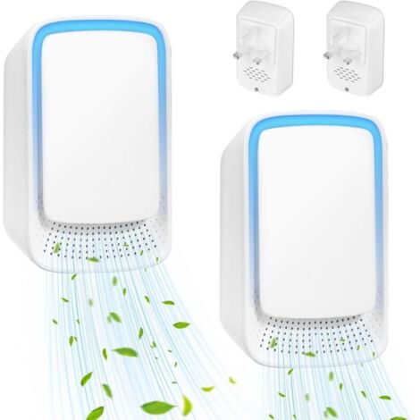 Purificateur d'air, portable et silencieux à ions négatifs (convient aux fumeurs), réduit les odeurs d'animaux, de toilettes, de poussière, de bureau, de maison et de pièce. Lot de 2 (1/5)