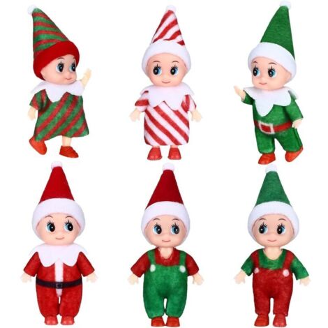Lot de 6 elfes farceurs et farceuses de Noël pour enfants et adultes. Décorations de Noël et jouets. (1/4)