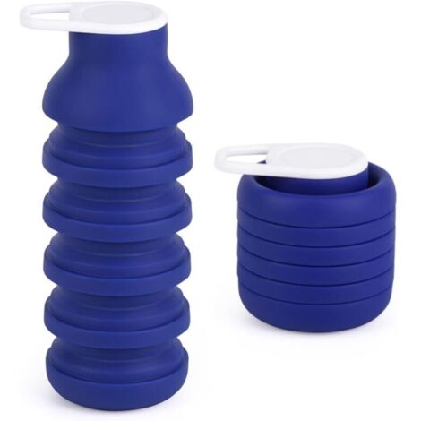 Bouteille d'eau pliable en silicone – Réutilisable, anti-fuite, tasse portable pour la randonnée, le cyclisme et les activités de plein air, design écologique et compact (bleu roi) (1/4)