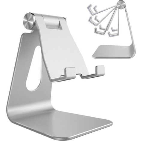 Support de Téléphone Réglable, Support de Téléphone Multi-Angle pour iPhone 16 15 14 13 Pro Max 12 11 XS Max X 8 7 6 Plus Samsung S10 S9 Smartphones, Argenté (1/5)