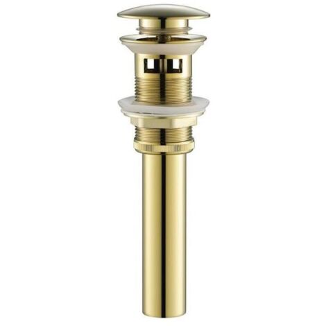 Bonde de lavabo de salle de bain en acier inoxydable 304 et laiton avec trop-plein (or brossé) (1/4)