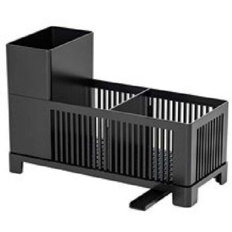 Organisateur d'évier et organisateur d'évier de cuisine, support d'éponge noir, support de rangement de comptoir de cuisine en plastique, (1/4)
