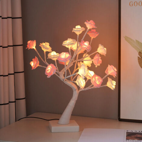 Lampe de table en forme d'arbre à roses - Idéale pour la décoration de la maison, les anniversaires, la Saint-Valentin et Noël (orange + jaune) (1/2)