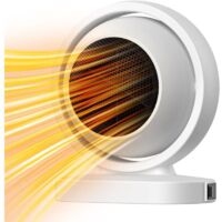 Radiateur soufflant, radiateur électrique portable silencieux Ptc, radiateur soufflant, mini radiateur électrique, radiateur soufflant portable pour bureau à domicile, blanc