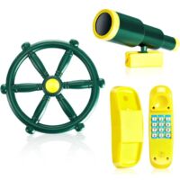 Lot de 3 accessoires pour aires de jeux pour enfants, balançoires d'extérieur, équipement de jeux, bateau pirate en plastique, roue, télescope, téléphone, maison de jeux d'extérieur, équipement d'esca