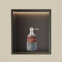 Niche étanche avec lumière et distributeur de gel douche 420 ml, niche de douche murale en acier inoxydable, niche de douche à un niveau, niche de douche encastrée 32x32x12,5 cm, noir